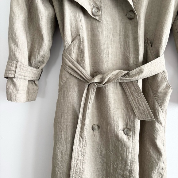 Vintage Tan Texture Classic Longline Trench Coat - Picture 4 of 15